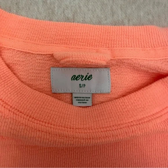 Aerie Women’s Orange Cotton Oversized Crew Neck Sweater Size S - Picture 3 of 11